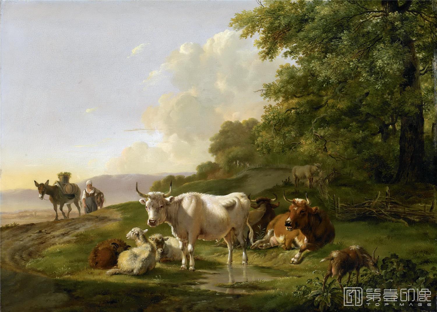 油画-荷兰阿姆斯特丹国家美术馆-Os Pieter Gerardus van Landschap met vee 1806